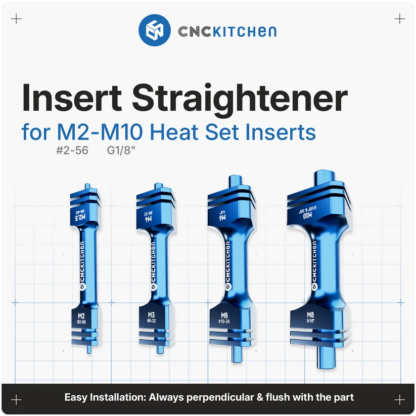 CNCKitchen Instickshjälp för Gängade Insatser M2 - M10