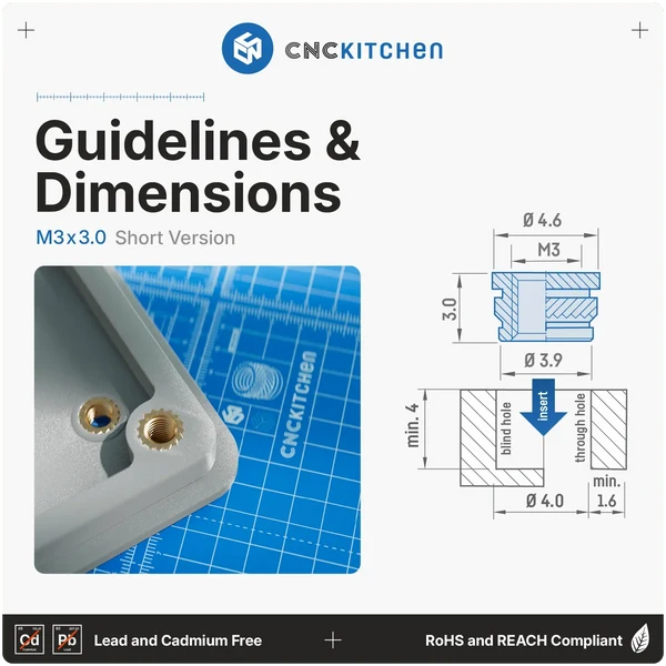 CNCKitchen Gänginsats M3x3.0 - 100 st